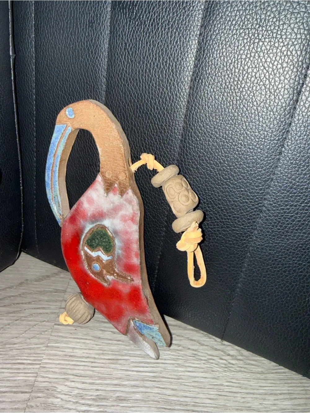Handcrafted Ceramic Bird Wall Hangings Set of 2 Blue and White Vintage